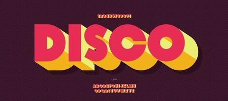 vektor disco teckensnitt 3d fet stil trendig typografi