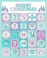 weihnachts-countdown-kalender druckbare tags farbstil mit unterschiedlichem hintergrund vektor