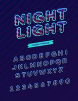 vektor natt ljus teckensnitt modern typografi. alfabetet för marknadsföring, banderoll, festaffisch