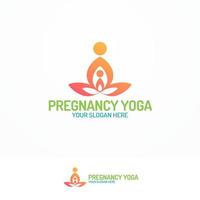 Schwangerschaftsyoga-Logo-Set mit Silhouette Mama und Baby vektor
