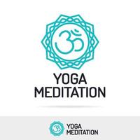 vektor yoga meditation logotyp set linjestil för studioklass