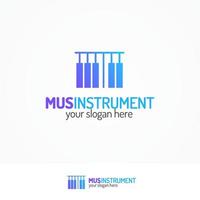 musikinstrument logotyp set med pianotangenter ikon vektor