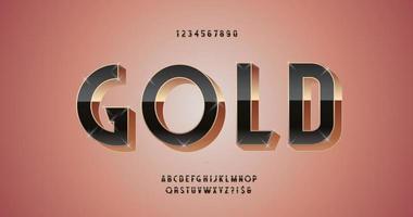 vektor guld teckensnitt 3d fet stil modern typografi