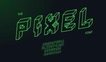 vektor pixel 3d fet typsnitt modern typografi neon linje stil