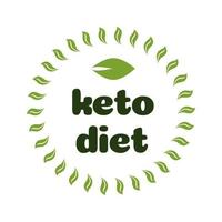 Keto-Diät-Ernährungsabzeichen mit Blättern vektor