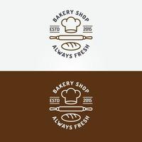 Bäckerei-Shop-Logo-Set mit Kochmütze, Kolben und Laib für Brothaus vektor