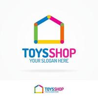 Spielzeug-Shop-Logo-Set flachen Farbstil vektor