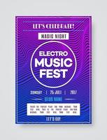 Elektro-Musikfest-Plakatvorlage für Party mit Hintergrund im Stil einer Farbverlaufslinie vektor