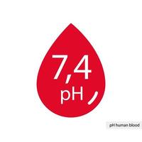 mänsklig bloddroppesymbol med ph-intervall för hormalt blod 7,44 vektor