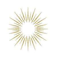 Sunburst-Goldglittereffekt lokalisiert auf weißem Hintergrund. vintage light starburst für logo, etiketten und abzeichen. Vektor-Illustration vektor