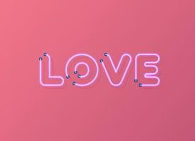 Vektorliebesgrußkarten-Neonart auf rosa Hintergrund für Valentinsgrußkarte vektor