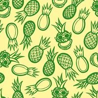 handritad rolig doodle ananas seamless mönster vektor