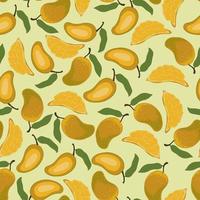 handgezeichnetes, lustiges Gekritzel, niedliche Mango, nahtloses Muster, Hintergrundbild vektor