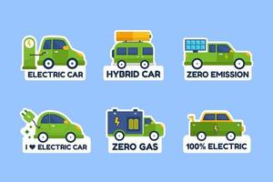 Sammlungssatz für moderne Elektroauto-Fahrzeugaufkleber vektor