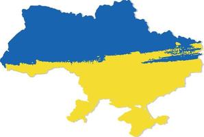 Ukraina karta med penseldrag flagga färger vektor