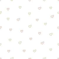 nahtlose Blümchenmuster rosa und grüne Herzen auf weißem Hintergrund. hand gezeichnete vektorillustration. ideal für Stoffe, Geschenkpapiere, Tapeten, Abdeckungen. vektor