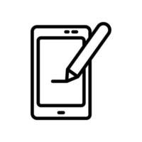 online utbildning ikon vektor. mobiltelefon med penna. linje ikon stil. enkel designillustration redigerbar vektor