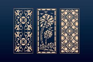 dekorative lasergeschnittene plattenschablone mit abstrakter textur.dxf geometrisches und florales laserschneiden, abstrakte schneideplattenschablone islamisch vektor