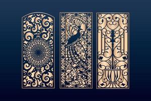 dekorative lasergeschnittene plattenschablone mit abstrakter textur.dxf geometrisches und florales laserschneiden, abstrakte schneideplattenschablone islamisch vektor