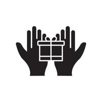 Geschenkbox-Symbolvektor mit der Hand. geeignet für geschenksymbol, überraschung, zuneigung. solider Icon-Stil. einfaches Design editierbar. entwerfen Sie einfache Illustration vektor