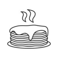 färska pannkakor stack med sylt eller honung linjär ikon. tunn linje illustration. kontur symbol. vektor isolerade konturritning