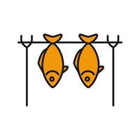 Farbsymbol für gegrillten Fisch. Fisch trocknen. isolierte Vektorillustration vektor