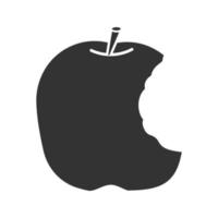 gebissenes Apfel-Glyphen-Symbol. gesunde Zähne. Silhouettensymbol. negativer Raum. vektor isolierte illustration