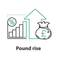 Symbol für das Konzept des Pfund-Anstiegs. gewinnwachstumsidee dünne linienillustration. Vektor isoliert Umrisszeichnung