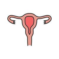 Uterus, Eileiter und Vagina-Farbsymbol. weiblicher Fortpflanzungsapparat. isolierte Vektorillustration vektor