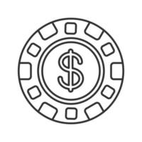 linjär ikon för kasinomarker. spelbricka. tunn linje illustration. kasino kontur symbol. vektor isolerade konturritning