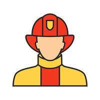 Feuerwehrmann-Farbsymbol. Feuerwehrmann. gefährlicher Beruf. isolierte Vektorillustration vektor