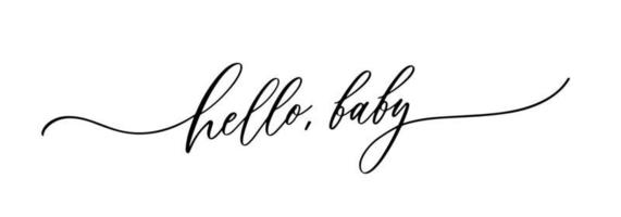 Hallo Baby. handgezeichnete beschriftungsbeschriftung für druck, karte, plakat, dekor. kinderbeschriftung für babyparty, fotoüberlagerung vektor
