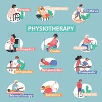 Infografik-Set für Physiotherapie und Rehabilitation vektor