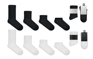 schwarz-weiße socken realistisches set vektor