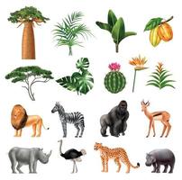 afrikansk natur realistiska ikoner vektor
