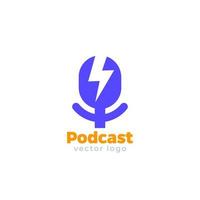 Podcast-Logo-Design mit einem Mikrofon vektor