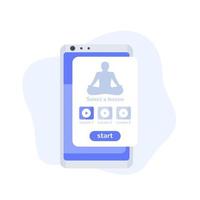 Meditations-App auf dem Telefonbildschirm, Vektordesign vektor