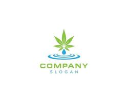 Cannabis-Blatt-Tropfen-Wasser-Logo-Design, Cannabis, Wasser-Öl-Tropfen-Vektor-Logo-Design vektor