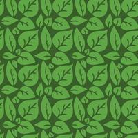 nahtloses Muster mit grünen Blättern. grüne Blätter auf dem grünen Hintergrund. vektor