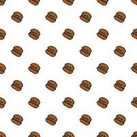 Nahtloses Muster mit Burger-Symbolen. farbiger Hamburger-Hintergrund. Doodle-Vektor-Burger-Illustration vektor