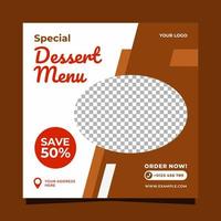 speciell dessertmeny sociala medier banner malldesign vektor