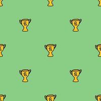 sömlösa doodle mönster med mästerskap cup. vektor illustration med gyllene kopp. sport bakgrund