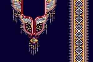 geometrisches ethnisches Ausschnitt-Stickmuster-Design. aztekischer Stoff Teppich Mandala Ornament Chevron Halskette Textil. tribal boho einheimischer ethnischer nackenstickereivektor vektor