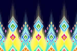 ikat abstrakt geometrisk etnisk mönsterdesign. Aztec tyg matta mandala prydnad etnisk chevron textil dekoration tapeter. tribal boho infödda etniska kalkon traditionella broderi vektor