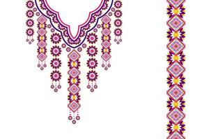 Ausschnitt-Stickerei-Vektor-Design. ethnische aztekische Stoffteppich Mandala Ornamente Textilhalskette. Stammes-Boho-gebürtiger Ausschnitt traditioneller Stickerei-Vektorhintergrund vektor