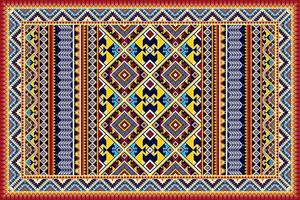 ikat abstrakt geometrisk etnisk mönsterdesign. Aztec tyg matta mandala prydnad etnisk chevron textil dekoration tapeter. tribal boho infödda etniska kalkon traditionella broderi vektor