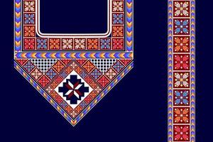 Ausschnitt-Stickerei-Vektor-Design. ethnische aztekische Stoffteppich Mandala Ornamente Textilhalskette. Stammes-Boho-gebürtiger Ausschnitt traditioneller Stickerei-Vektorhintergrund vektor