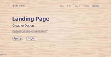 Textur-Design-Konzept Holz-Landing-Page-Website - Vektor