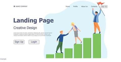 designkoncept affärsidé karriär tillväxt webbplats målsida - vektor