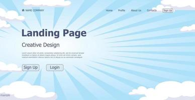 blaue Wolke Hintergrund Designkonzept Landing Page Website - Vektor